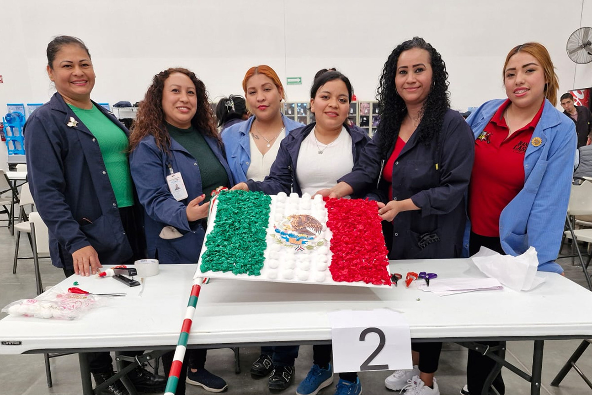 employees celebrating flag day