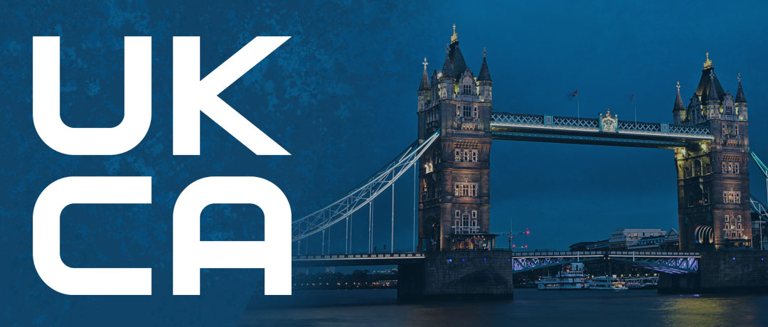 UKCA mark overlaid on an image of Tower Bridge in London